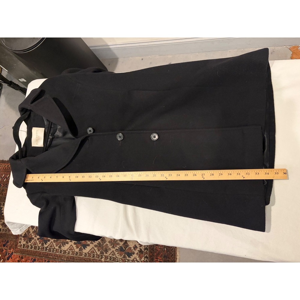 Fleurette Loro Piana Wool Coat Black Notched Lapel 3 Button Mid Length Womens - Picture 7 of 9